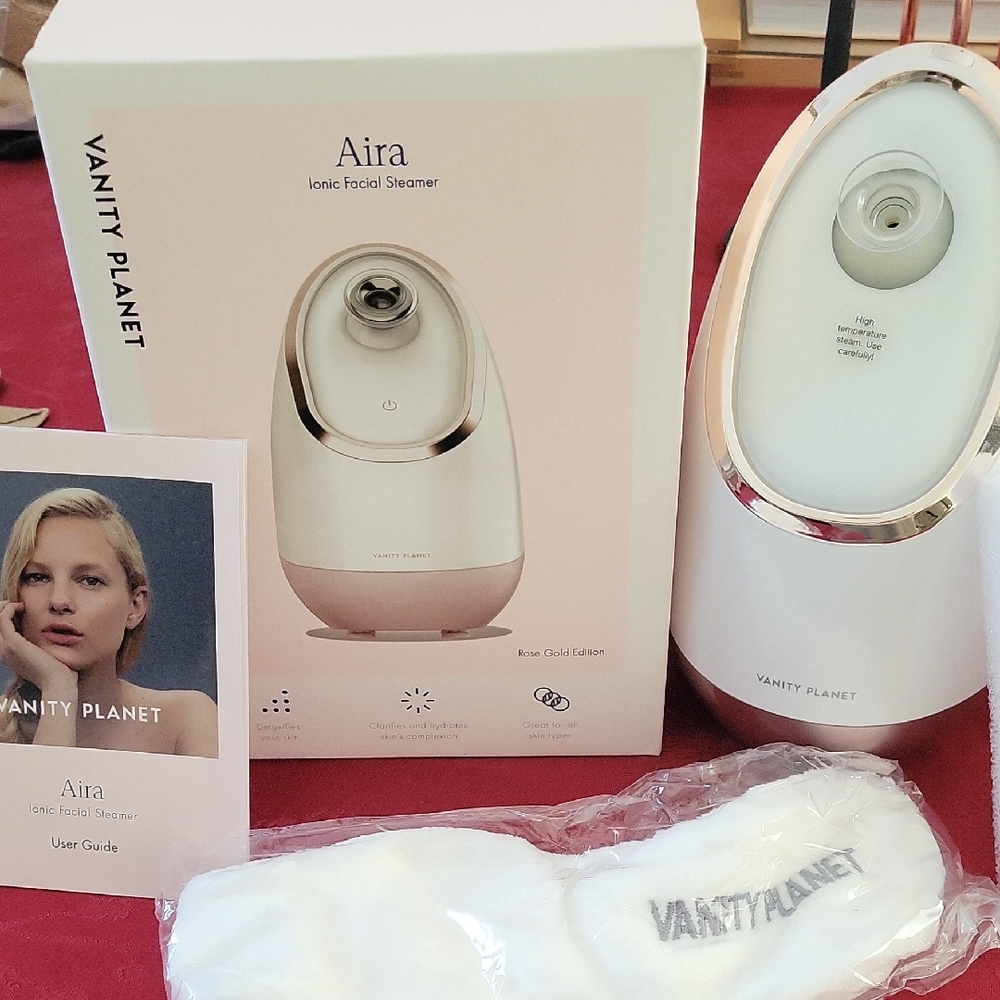 Vanity Planet Aira Ionic Facial Steamer - White and Gold